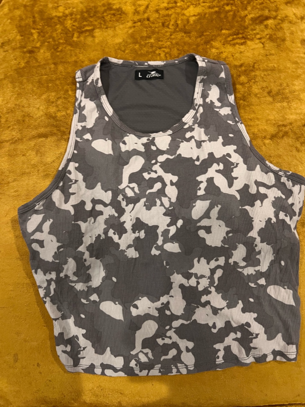 Gray & White Camouflage Ribbed Tank